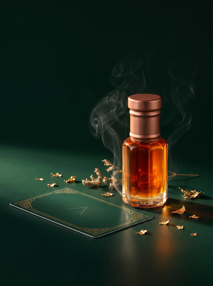 The Oud Club: a seasonal Amari Oud parfum beside a members' card